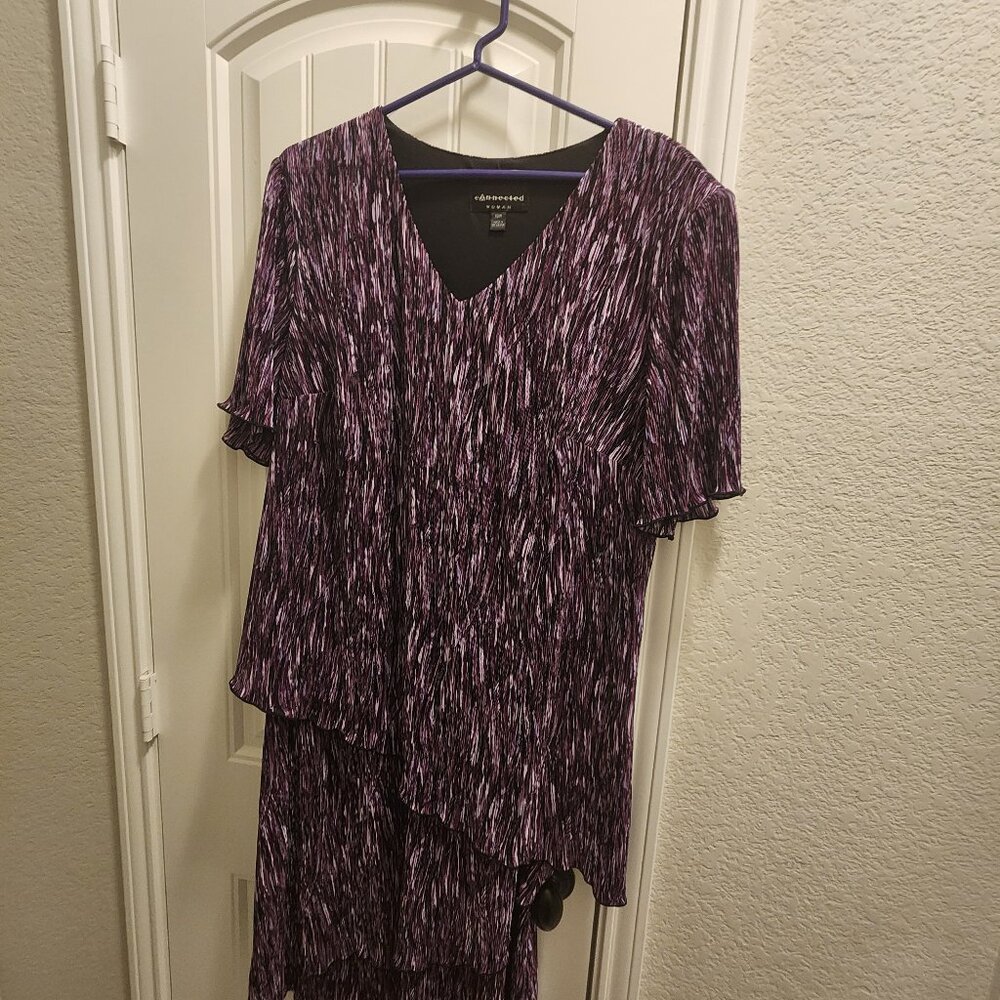 Connected Woman Purple & Black Layered Dress 18W